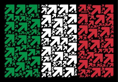 Italy Flag Pattern of Arrow Up Right Icons Stock Illustration