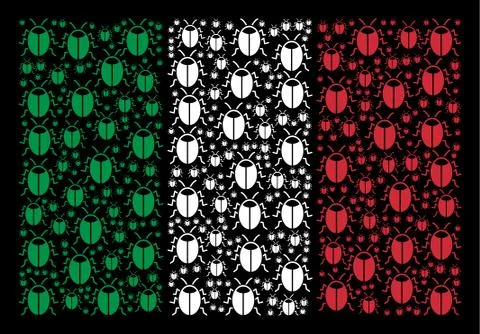 Italy Flag Pattern of Bug Items Stock Illustration