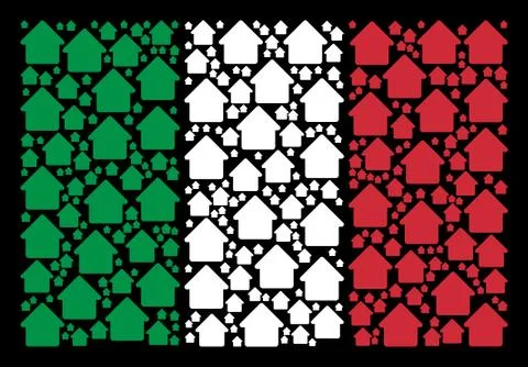 Italy Flag Pattern of Cabin Icons 스톡 일러스트