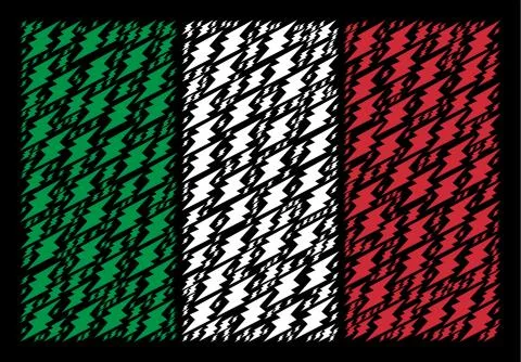 Italy Flag Pattern of Electric Spark Icons Stock Illustration