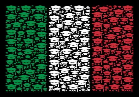 Italy Flag Pattern of Graduation Cap Items Stock Illustration
