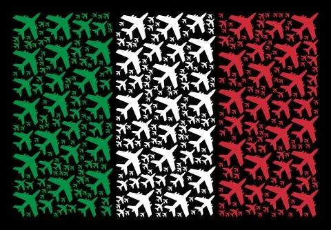 Italy Flag Pattern of Jet Plane Icons イラスト素材