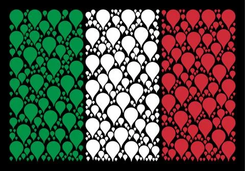Italy Flag Pattern of Map Pointer Icons Illustrazione stock