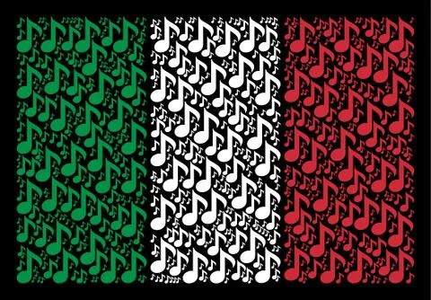 Italy Flag Pattern of Musical Note Items Illustrazione stock