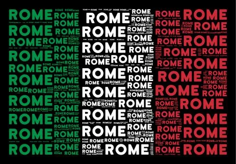 Italy Flag Pattern of Rome Texts Stock Illustration