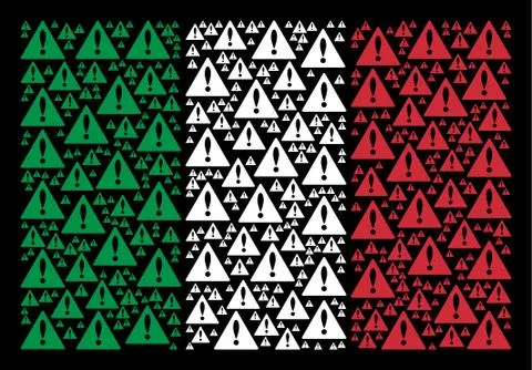 Italy Flag Pattern of Warning Items Illustrazione stock