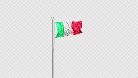 Italy   Flag Pole  Animation Include Alpha 3D Rendering Stock-Footage 312076363