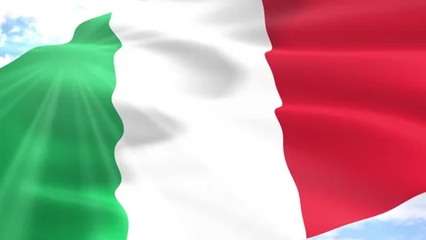 Italy Flag Seamless Loop 4k 60fps on Sky Background Stock Footage 341562337