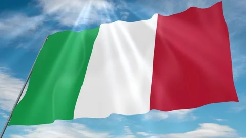 Italy Flag Seamless Loop 4k 60fps on Sky Background Stock Footage 341758184