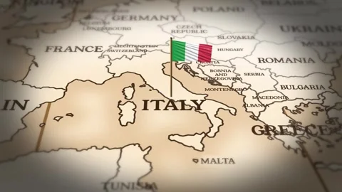 Italy flag showing on world map with 3D rendering Stock Footage 279247888
