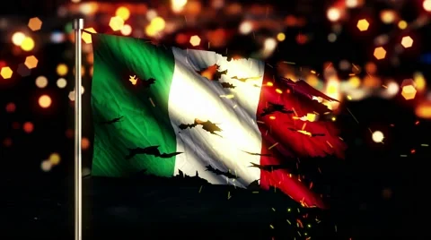 Italy Flag Torn Burned War Freedom Loop Animation - 4K Resolution Ultra HD UHD Stock Footage 41619679