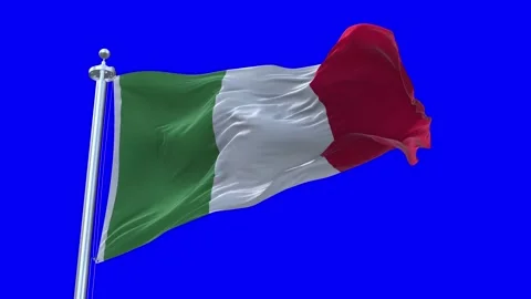 Italy Flag Waving in Loopable and Textured green screen background Stock Footage 296876793