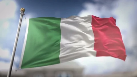Italy Flag Waving Slow Motion 3D Rendering Blue Sky Background - Seamless L.. Stock Footage 75320197