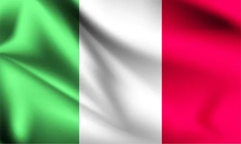 Italy flag waving with the wind, 3D illustration Stock Illustration