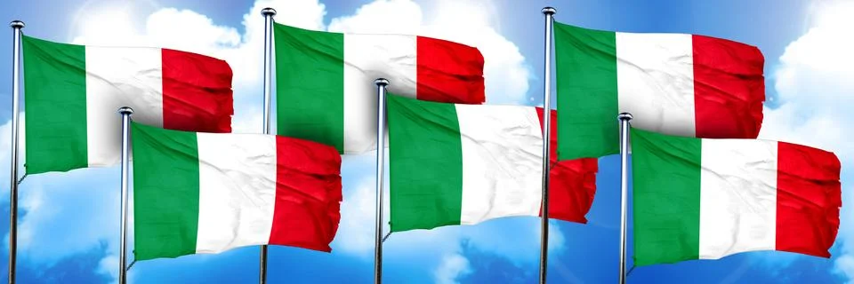 Italy flags, 3D rendering, on a cloud background Stock Illustration