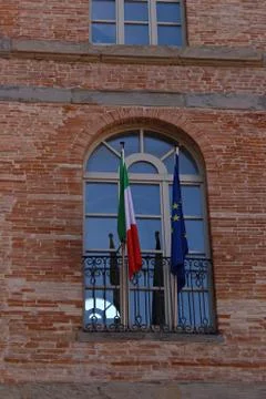 Italy: Flags at the window. Foto stock