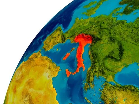 Italy on globe Stock Illustration