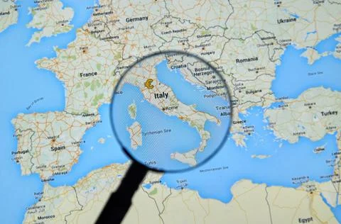 Italy on Google Maps Stock Photos