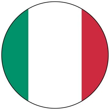 Italy icon circle on white background. Italy flag button. flat style. Illustrazione stock