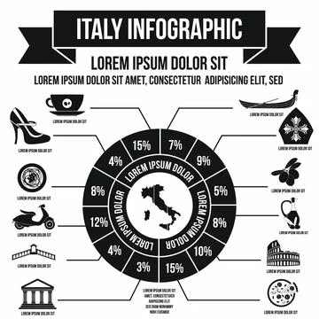 Italy infographic elements, simple style Stock Illustration