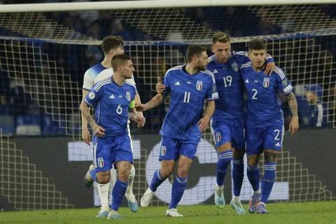 Italy: Italian s forward Mateo Retegui (Tigre) celebrates after scoring a ... Stock Photos