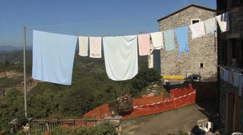 Italy Liguria laundry Stock Footage 3553408