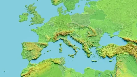 Italy Map 3D animated with Borders Video stock 348525986