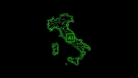 Italy Map AI Chipset Technology Opener Stock Footage 337055961