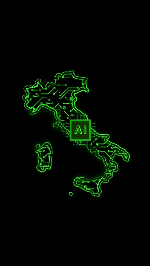 Italy Map AI Chipset Technology Opener Stock Footage 337171793