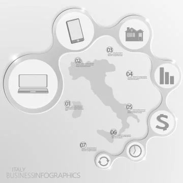 Italy Map and Elements Infographic. Vector illustration Stock Illustration