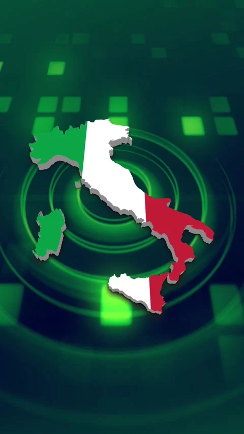 Italy Map and Flag Background Video stock 347125109