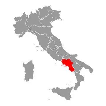 Italy map of Campania symbol shape, travel web flat concept icon web vector i Stock Illustration
