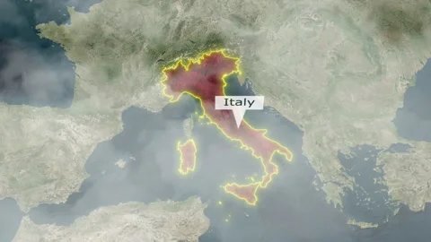 Italy Map - Clouds Effect Video stock 267640402