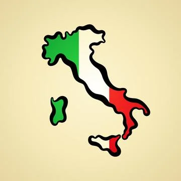Italy - Map colored with flag Stock Illustration