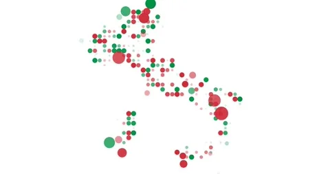 Italy Map Composed of Colorful Falling Dots Stock Footage 312379765