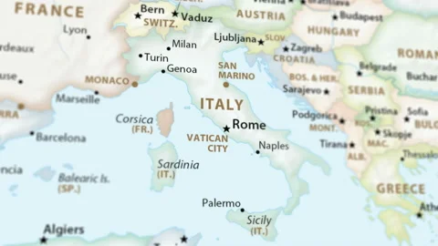 Italy on a Map with Defocus (4K) Stock Footage 101426795
