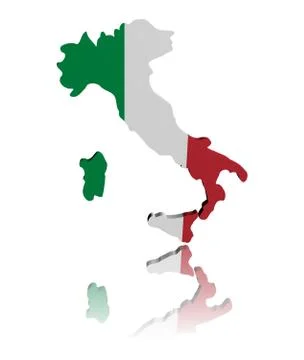Italy map flag 3d render with reflection illustration Stock Illustration