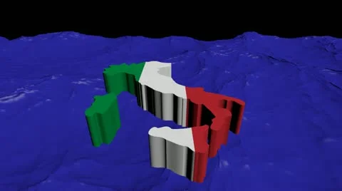 Italy map flag in abstract ocean animation Stock Footage