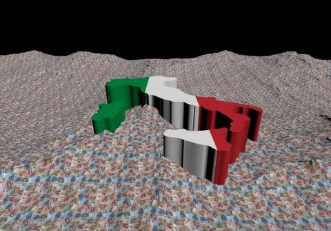 Italy map flag in abstract ocean of euros illustration Stock Illustration