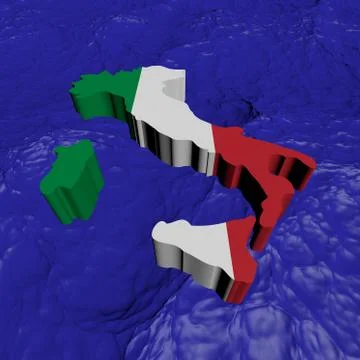 Italy map flag in abstract ocean illustration Stock Illustration