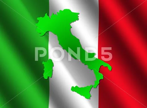 Italy map on flag Stock Illustration