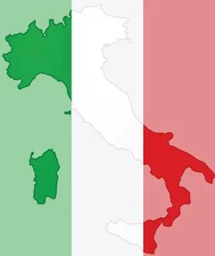 Italy map with flag Stock Illustration