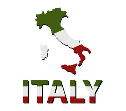 Italy map with flag on white background Stock Illustration