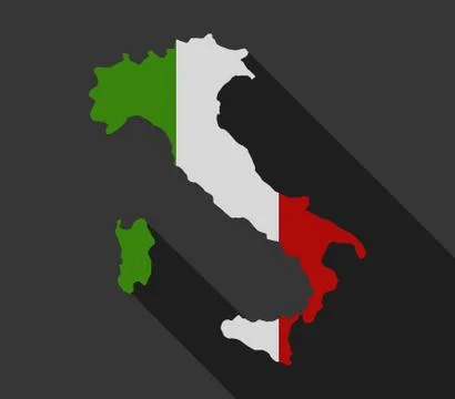 Italy map with flag on white background Stock Illustration