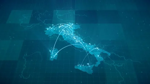Italy Map Globalization Stock Footage