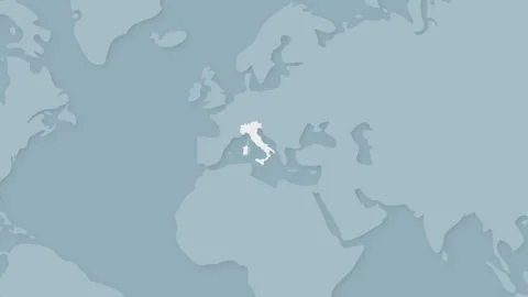Italy Map Highlighted on World Map, Europe Country Location Illustration Stock Footage 339229383