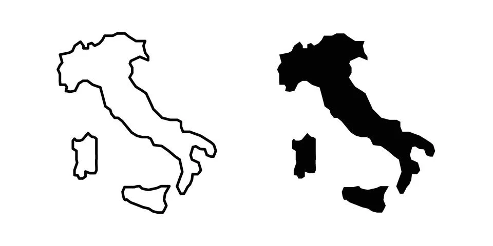 Italy map icon set modern line and solid style collection. 스톡 일러스트