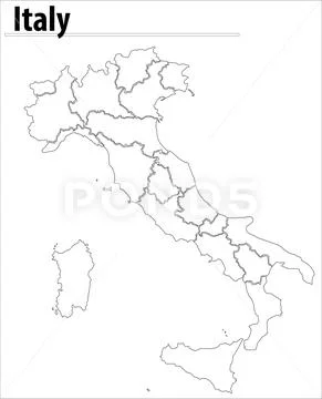 Italy map illustration vector detailed italy map with states: Graphic ...