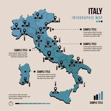 Italy map infographic in flat design Stock Illustration