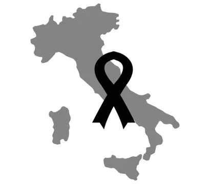 Italy map with mourning on white background Stock Illustration